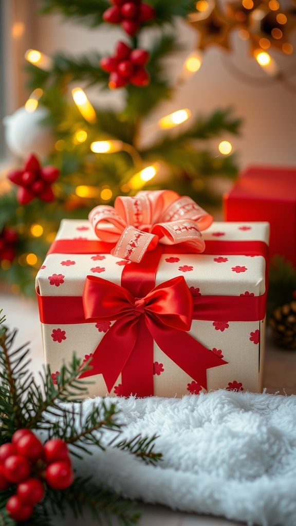 Thoughtful Christmas Gifts for Your New Boyfriend A festive Christmas gift box with decorations, symbolizing thoughtful gift-giving.